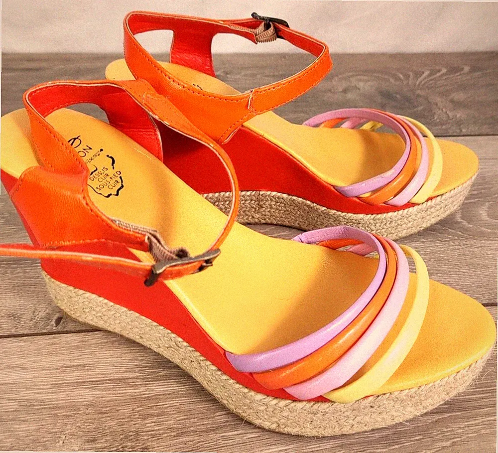 Python Damen Sandalen Plateau Mittel Keilabsatz Espadrille Leder Schuh UK5