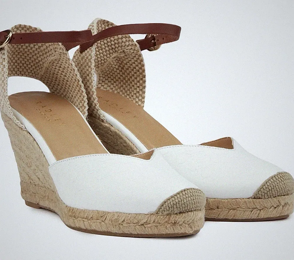 RADLEY WEISSE LEDER KEILABSATZ ESPADRILLES SANDALEN GR 7 40 NEU!!!
