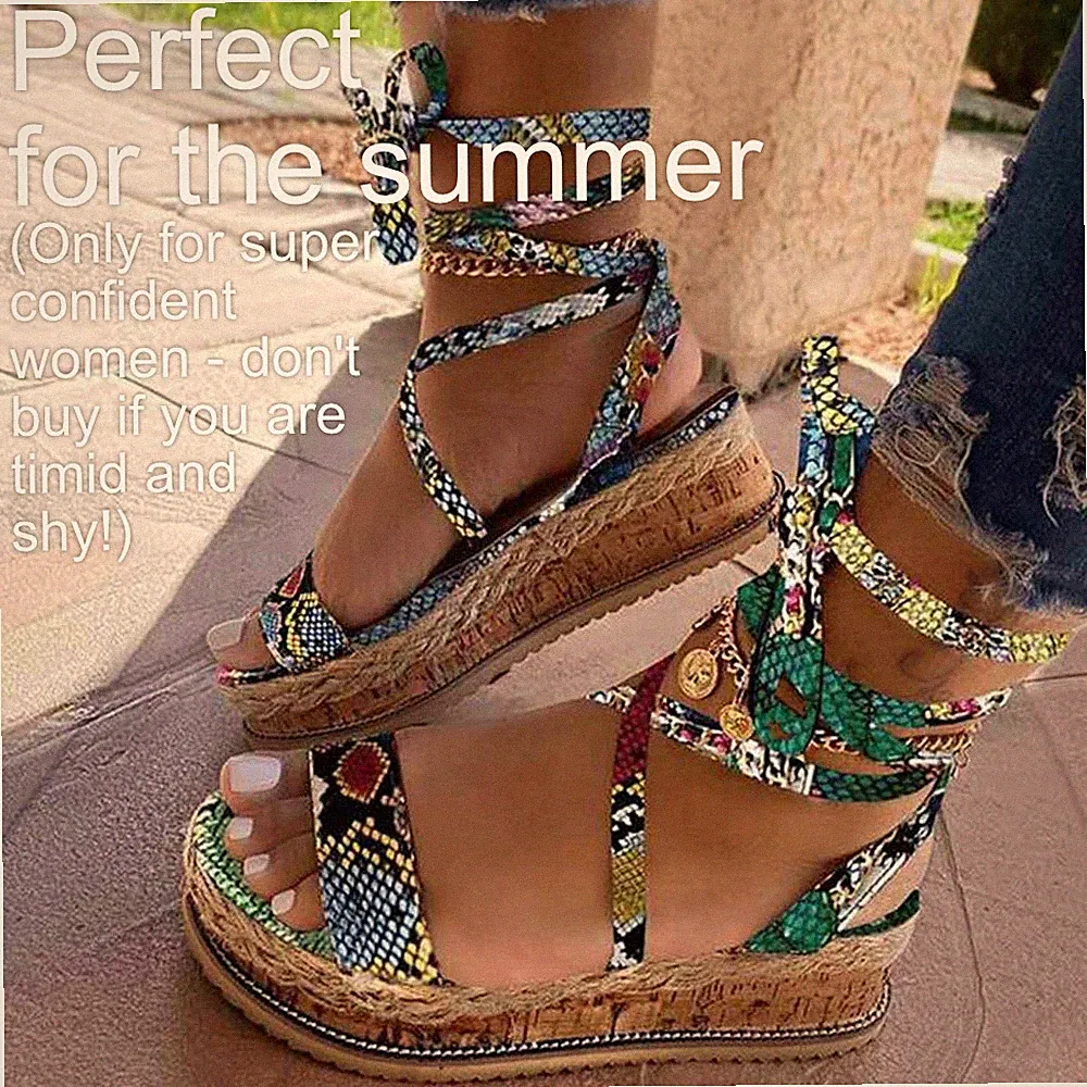 Rainbow Snake elegante spanische Espadrilles Keilabsatz Plateau Stiefeletten