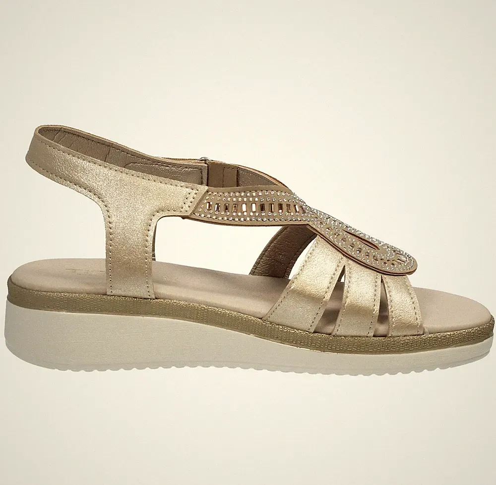 Ramblas Sandalen mit Keilabsatz Platin - Damen Schuhe Sandalen Keilabsatz und Plateau