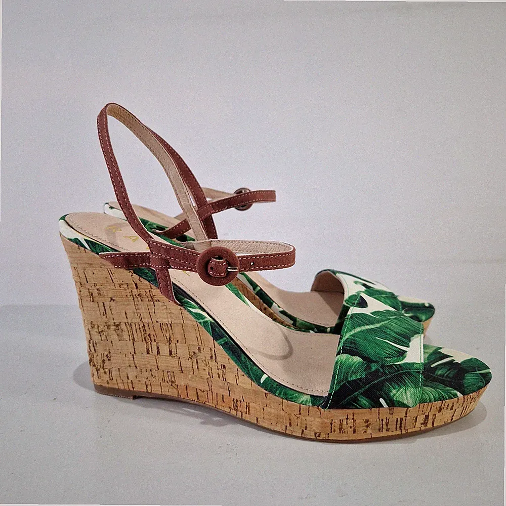 Ravel Trail Leaf Riemchensandale Keilabsatz Schuhe Größe UK 8 grün weiß Sommer
