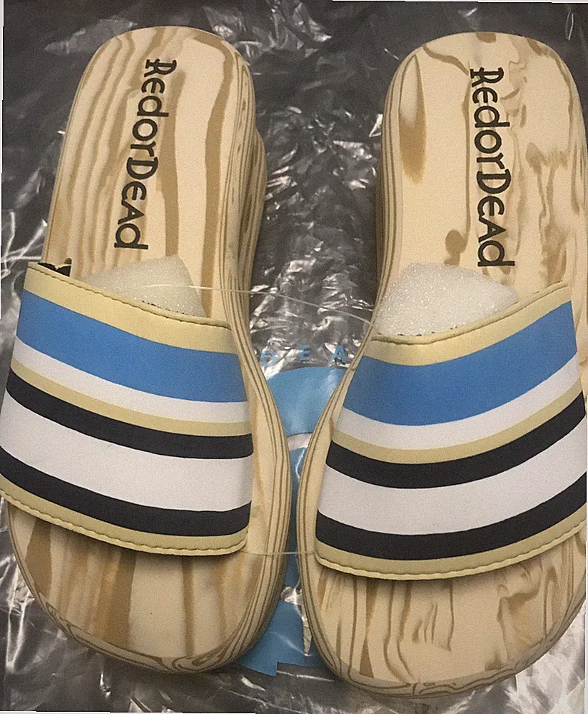 Red or Dead Wedged Sliders With A Multi Coloured Strap Uk3 yellow/blue