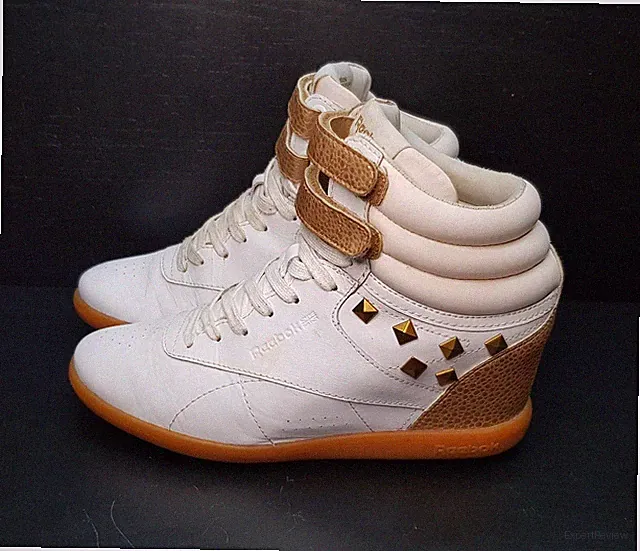 Reebok Größe 4,5 UK EUR 37,5 DAMENSTIEFELETTEN WEISS MITTELHOHER VERSTECKTER KEILABSATZ SCHUHE