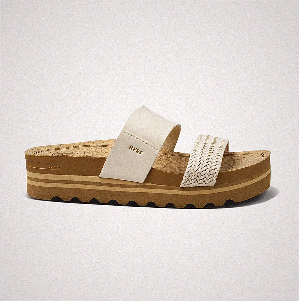 Reef Cushion Vista Damen Vegan Leder Slipper Vintage Plateau Sandalen