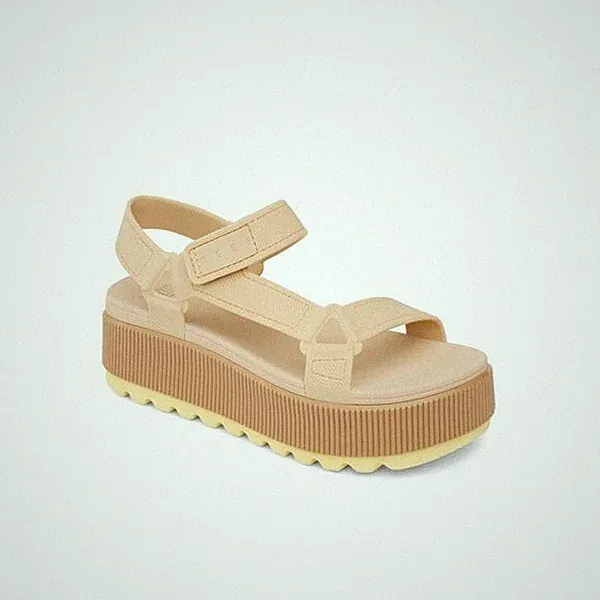 REEF DAMEN WASSERFREUNDLICHE REM HÖHERE SANDALEN. BANANENGELB PLATEAUSCHUHE S25