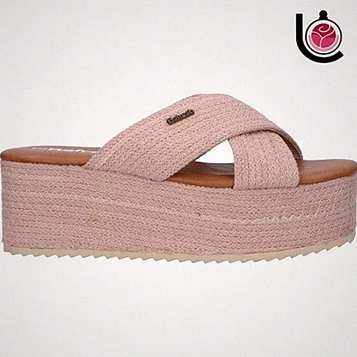 REFRESH Sandalen Mit Keilabsatz Beige 7 Cm Stoff Synthetik 69629