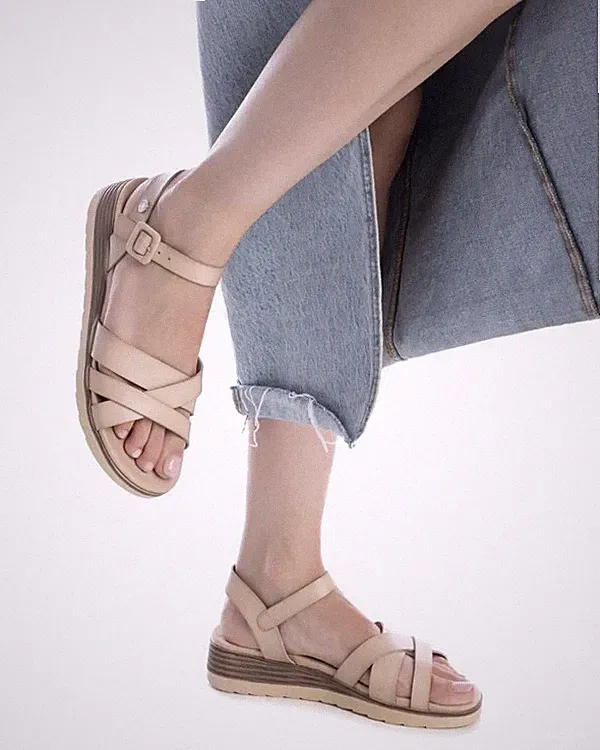 REFRESH SANDALEN MIT NIEDRIGEM KEILABSATZ DAMEN MÄDCHEN 172673 BEIGE 36 BIS 41