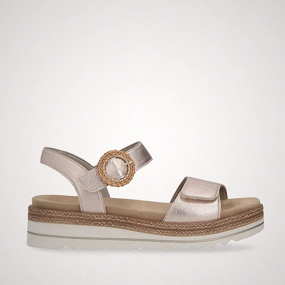 Remonte D0Q52 Kupfer Metallic Leder Wander Sandalen mit flippiger Plateausohle
