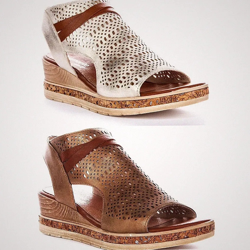 Remonte D3075-60 Laser Cut Gladiator Keilsandale golden weich Damen UK 3 – 8