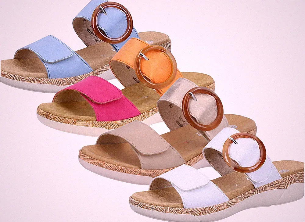 Remonte Damen Pantolette lässig und bequem mit Synthetik und Textil R6858