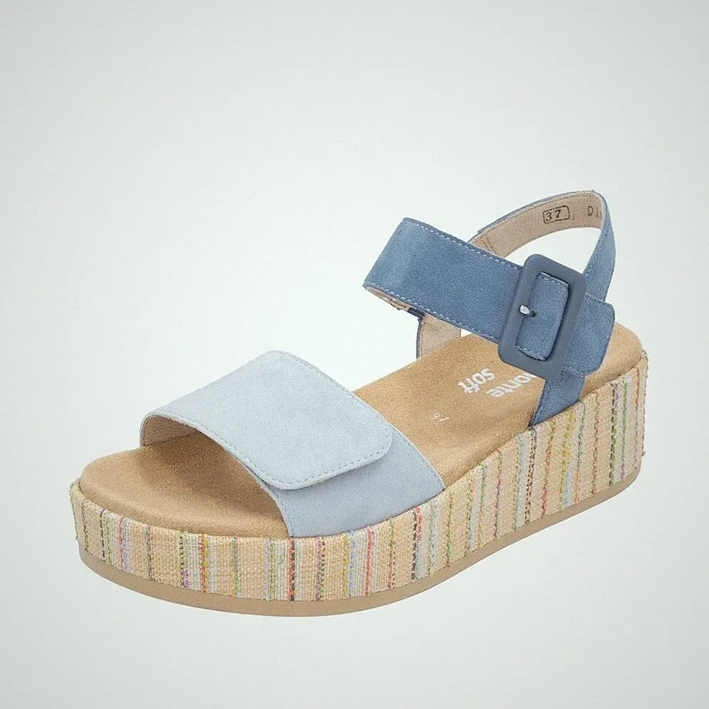 Remonte Damen Sandale blau D1N54-12 Leder lose Einlage Klettverschluss bequem
