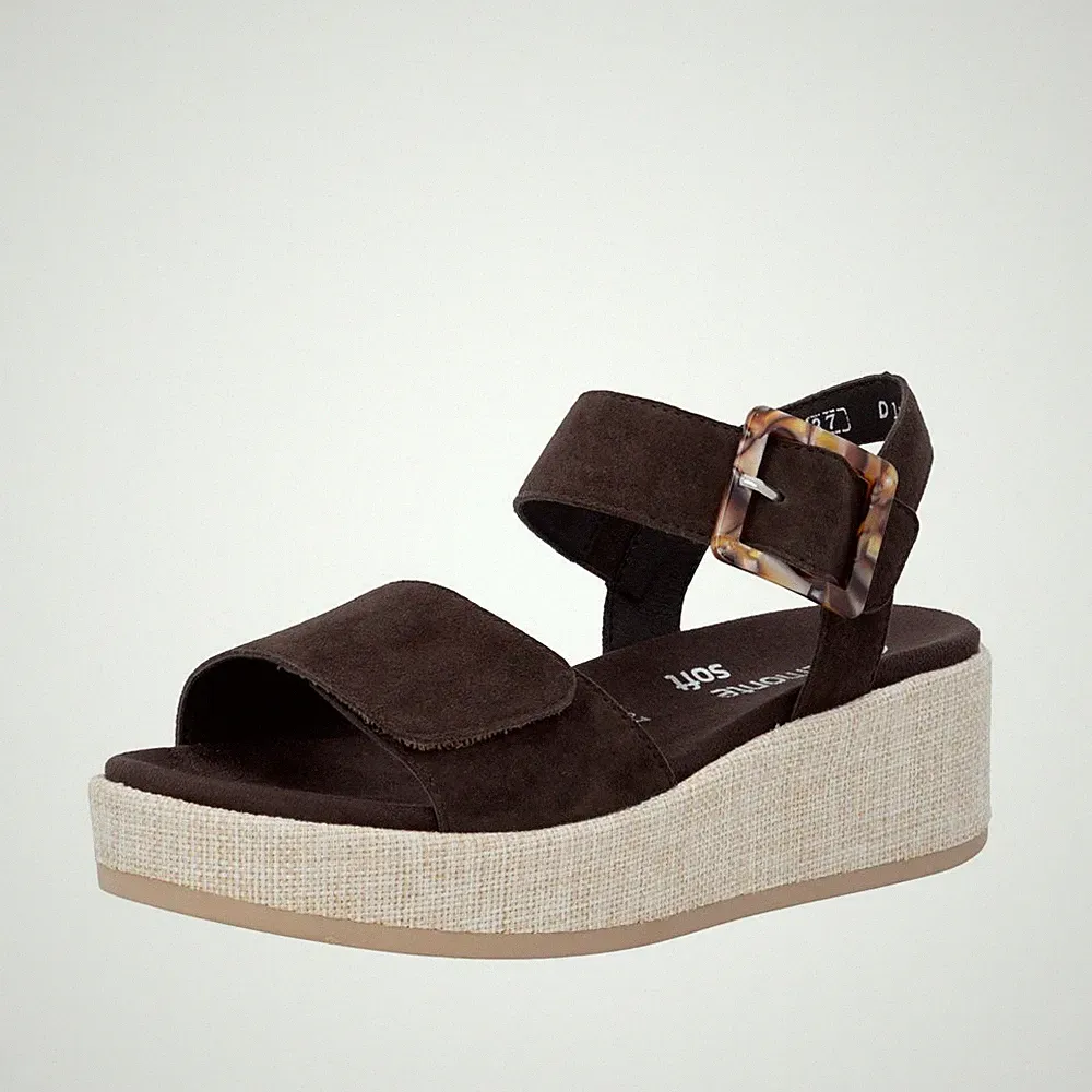 Remonte Damen Sandale braun D1N54-25 Leder lose Einlage Klettverschluss Plateau