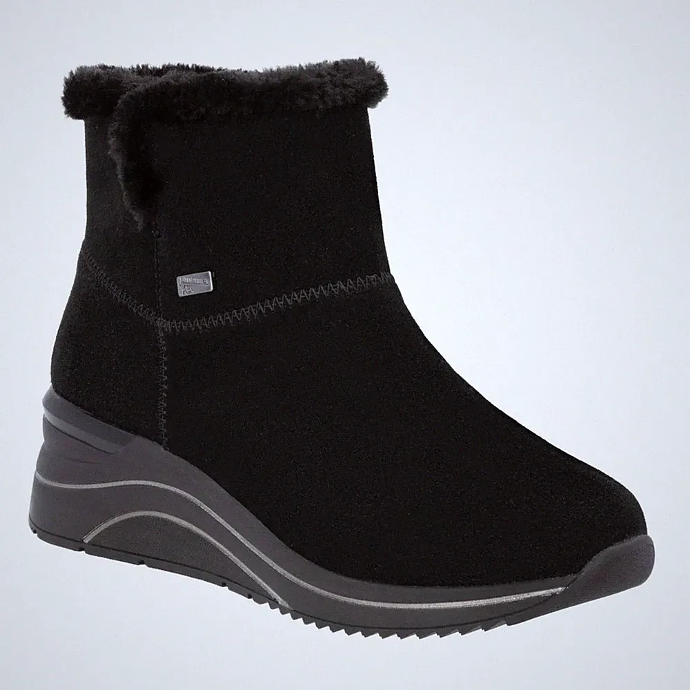 Remonte Damen Schwarze Keilabsatz Wildlederstiefeletten Freizeit D0T76-00