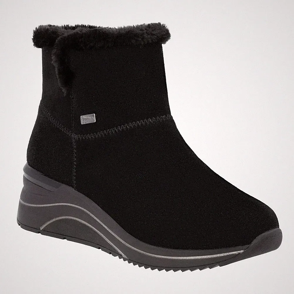 Remonte Damen Schwarze Keilabsatz Wildlederstiefeletten Freizeit D0T76-00