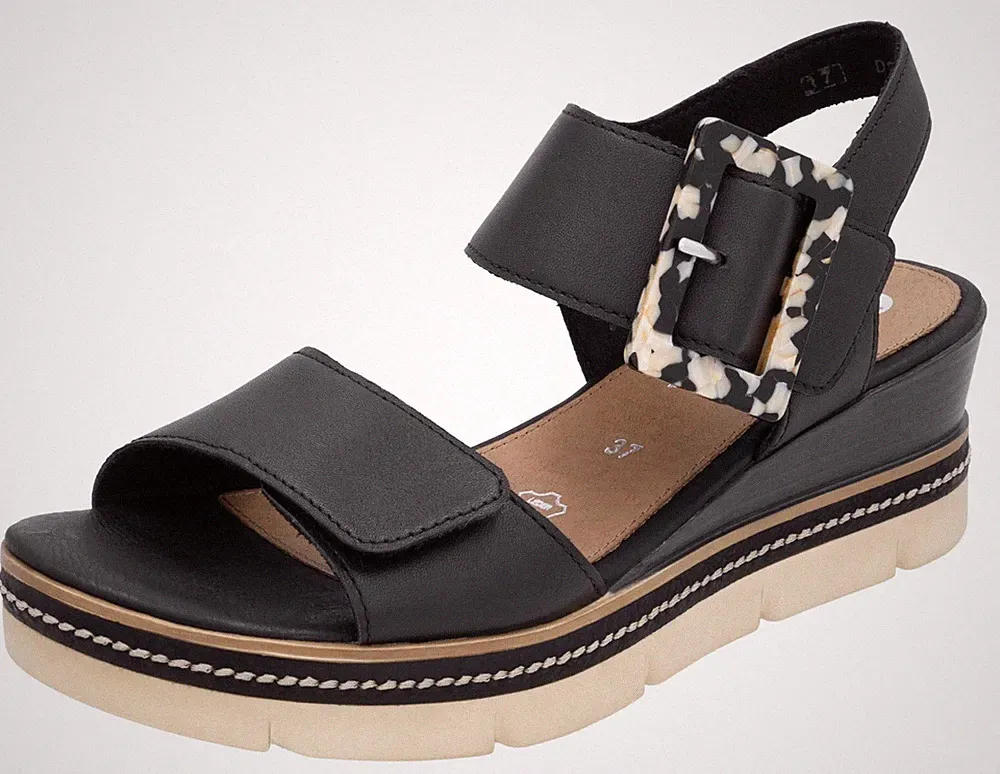 REMONTE Elisabeth Hurley-Collection Keilsandalette Keilabsatz Schwarz - Gr. 36