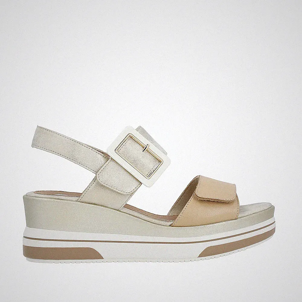 Remonte Sandalen D1P50 Two Tone Gold Multi Keilabsatz