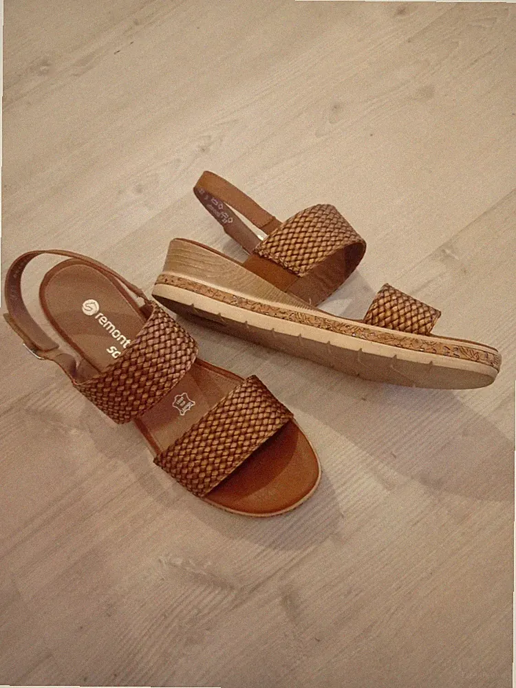 Remonte Soft Sandalen Leicht Plateau Braun Geflechtoptik Gr 41 Wie Neu