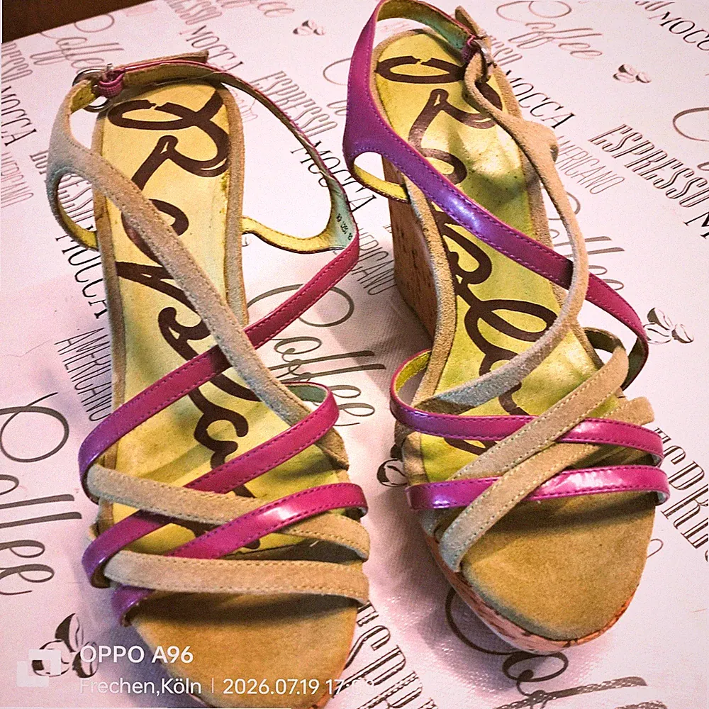 Replay Damen Sandalen Riemchen Slingback Keilabsatz Wildleder/Leder 37