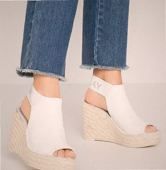 Replay Ledersandalette Weiss mit Keilabsatz Bequem Gr.39