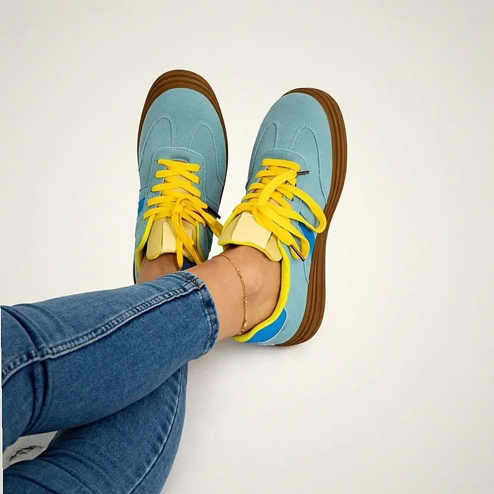 Retro Plateau Sneaker für Damen �� Freizeit Gummisohle Sneaker