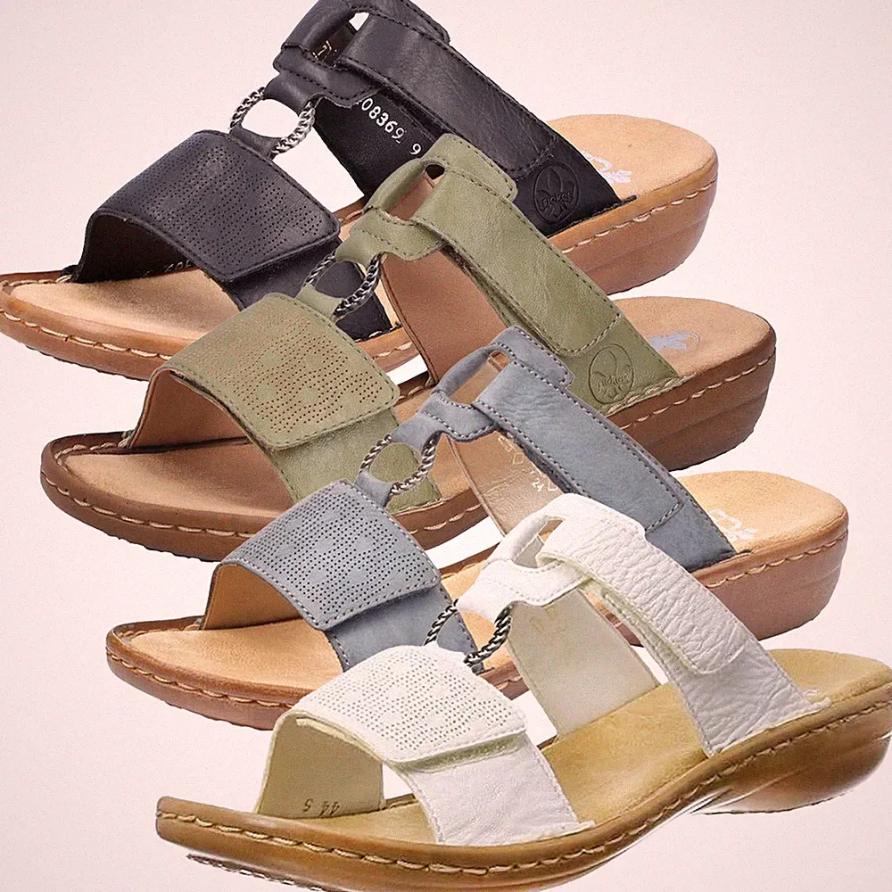 Rieker 60885 Schuhe Damen Pantoletten Sandalen