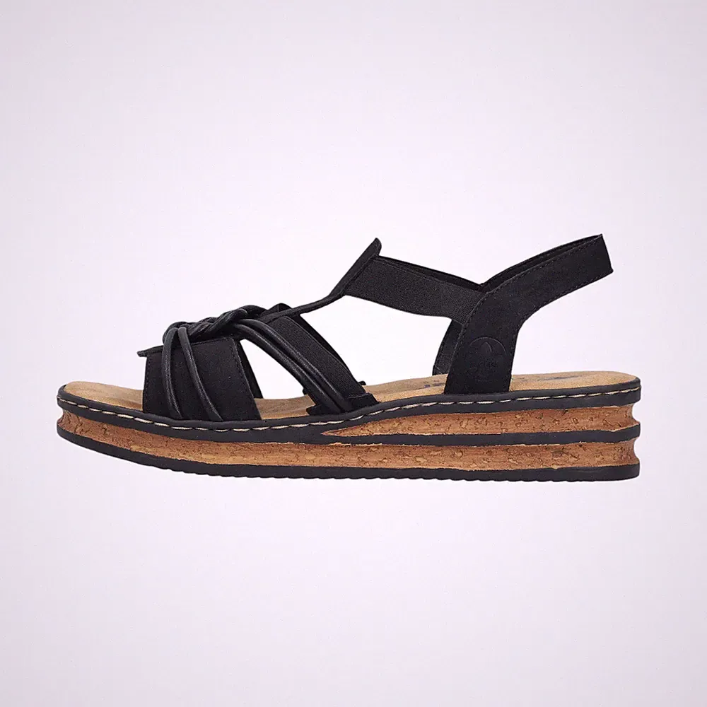 Rieker 6296900 629 Damenschuhe Sandalen Hoch Schwarz Freizeit