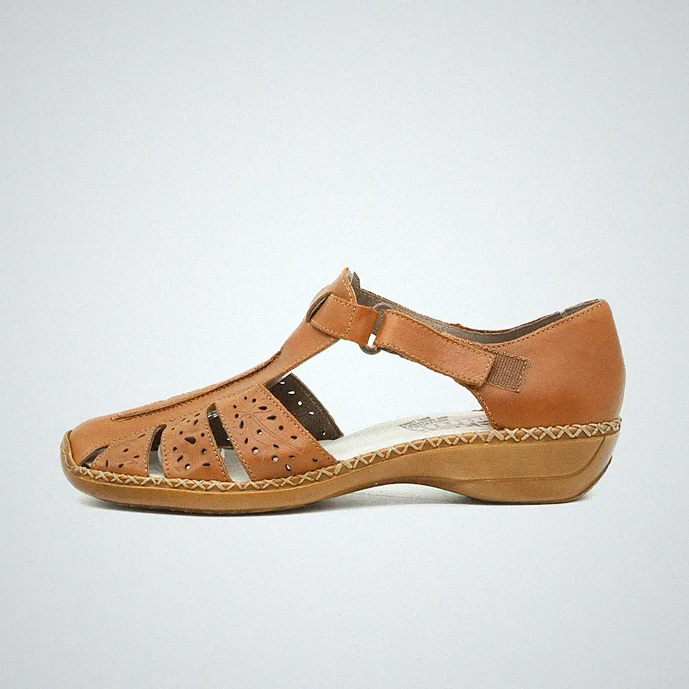Rieker Damen EU 38 Halbsandale Braun Gepolsterte Innensohle Sandalen