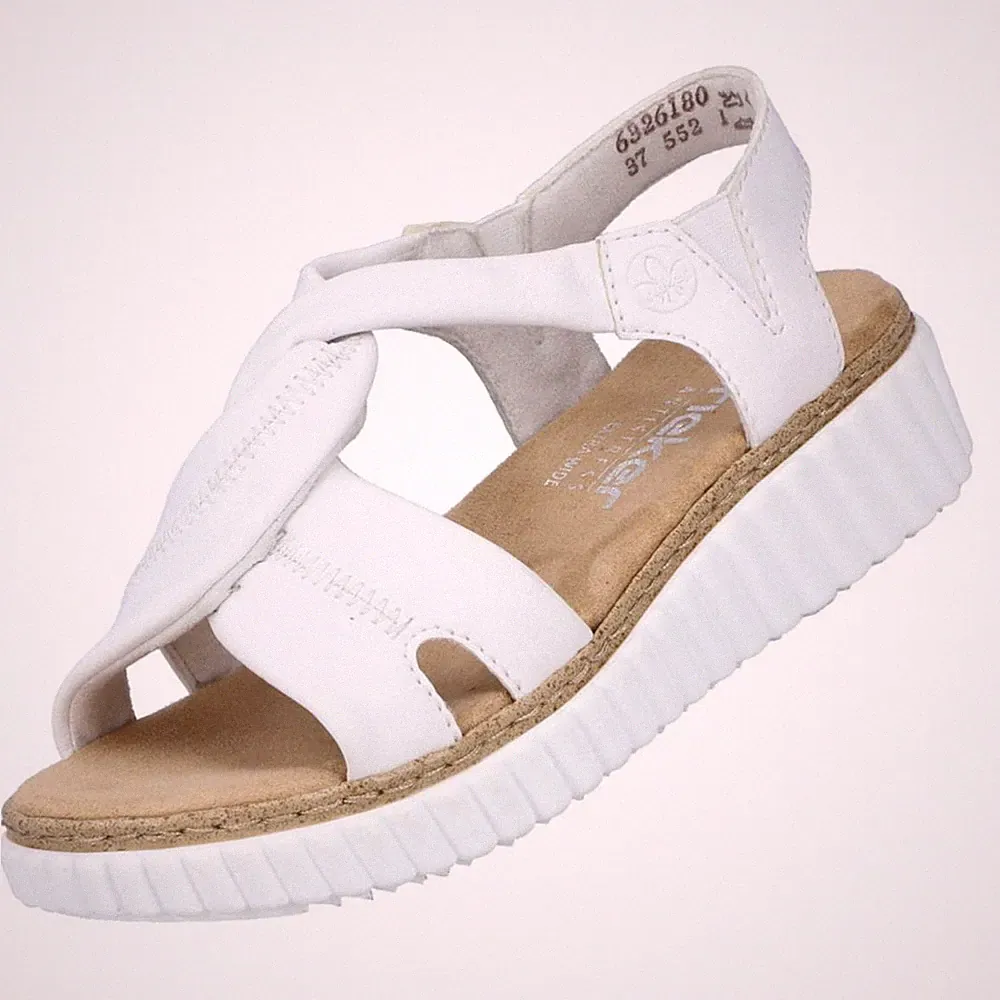 Rieker Damen Keil-Sandaletten Sandalen Weiß Extraweite H 63261-80