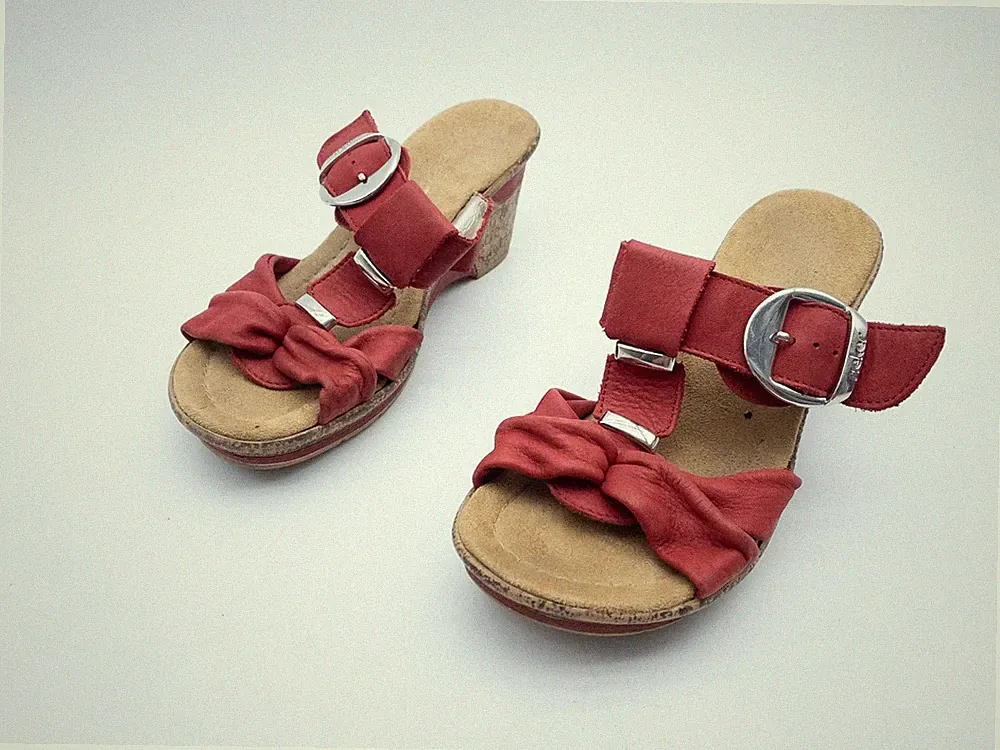 rieker Damen Keilpantolette Sommerschuhe Sandalette Rot Gr. 36 EU Art. 40120-40