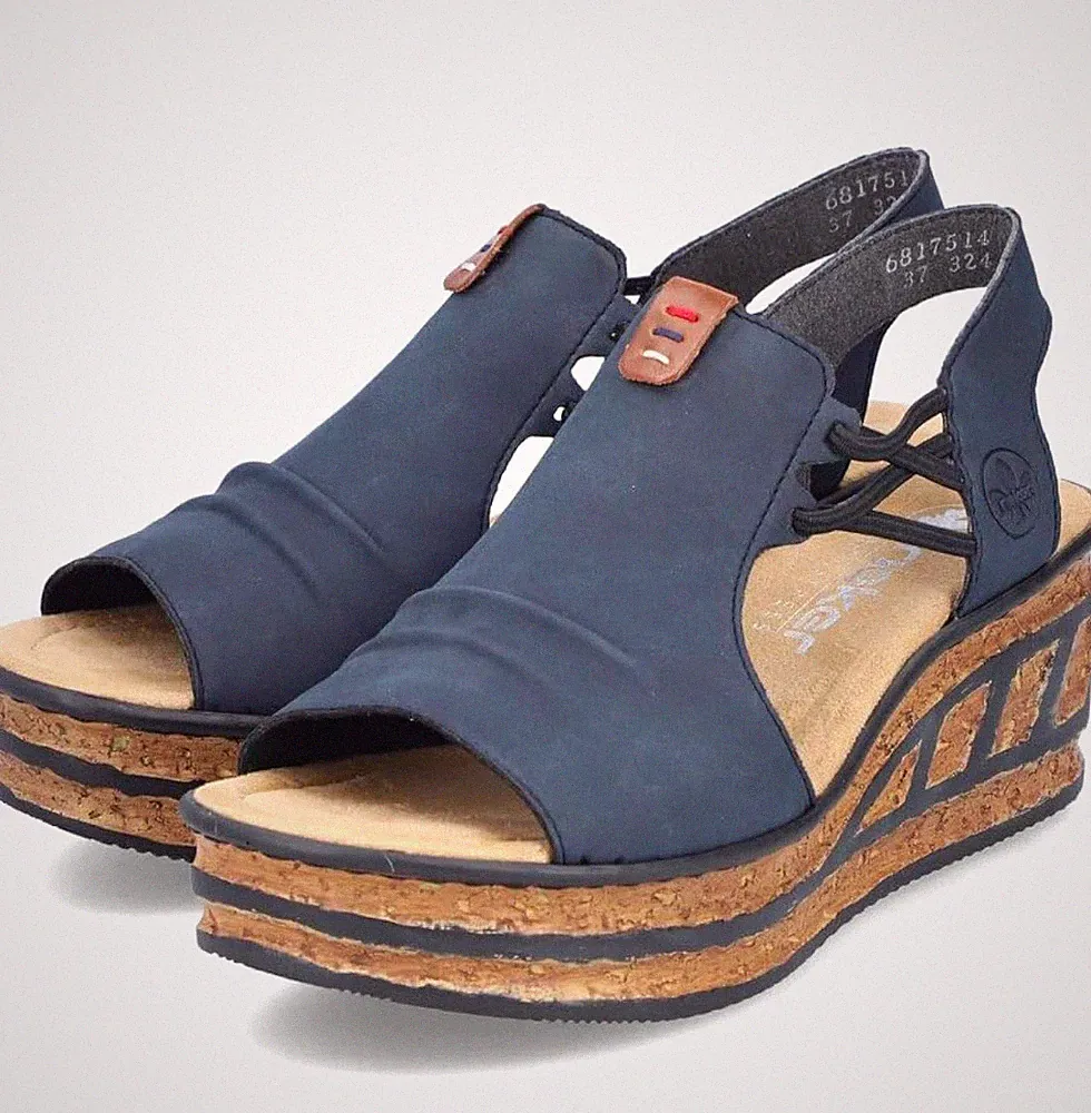 Rieker Damen Keilsandalen in Blau Größe 39
