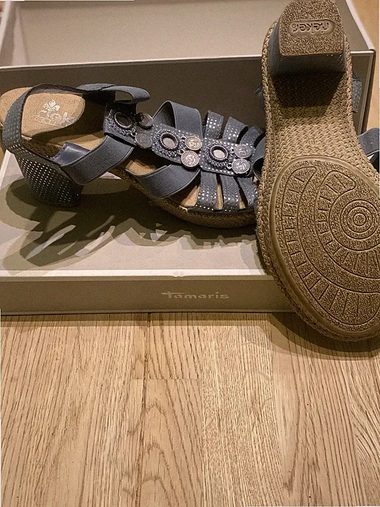rieker sandalen damen keilabsatz glitzer