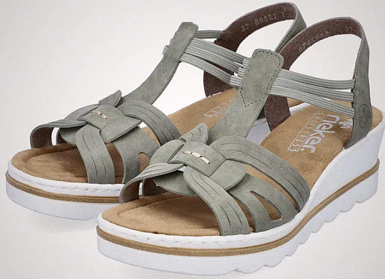 Rieker Damen Keilsandalette grün