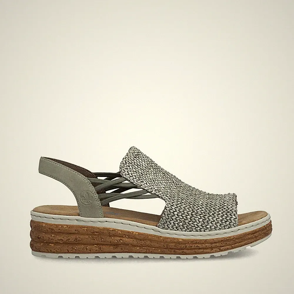RIEKER DAMEN Keilsandalette Sandale Sandalette grün 62741-52