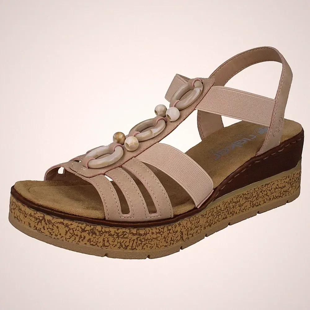 Rieker Damen-Keilsandaletten mit Perlen – 63778