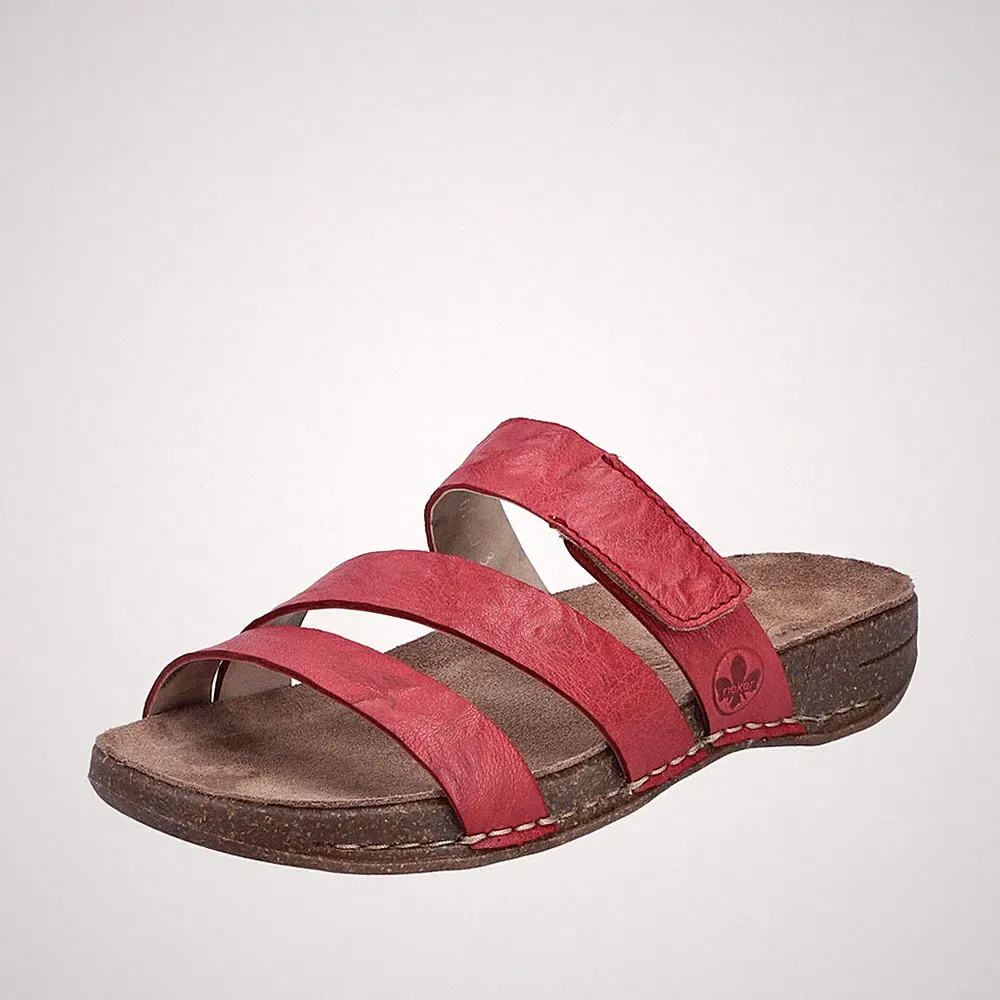Rieker Damen Pantolette aus Leder mit Klettverschluss und Tr-Sohle 61450