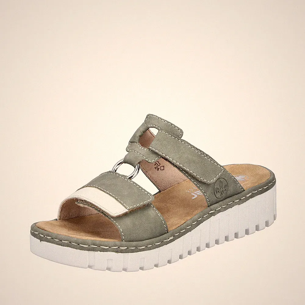 Rieker Damen Pantolette Pantoletten Sandalen Hausschuhe Schuhe grün V1396