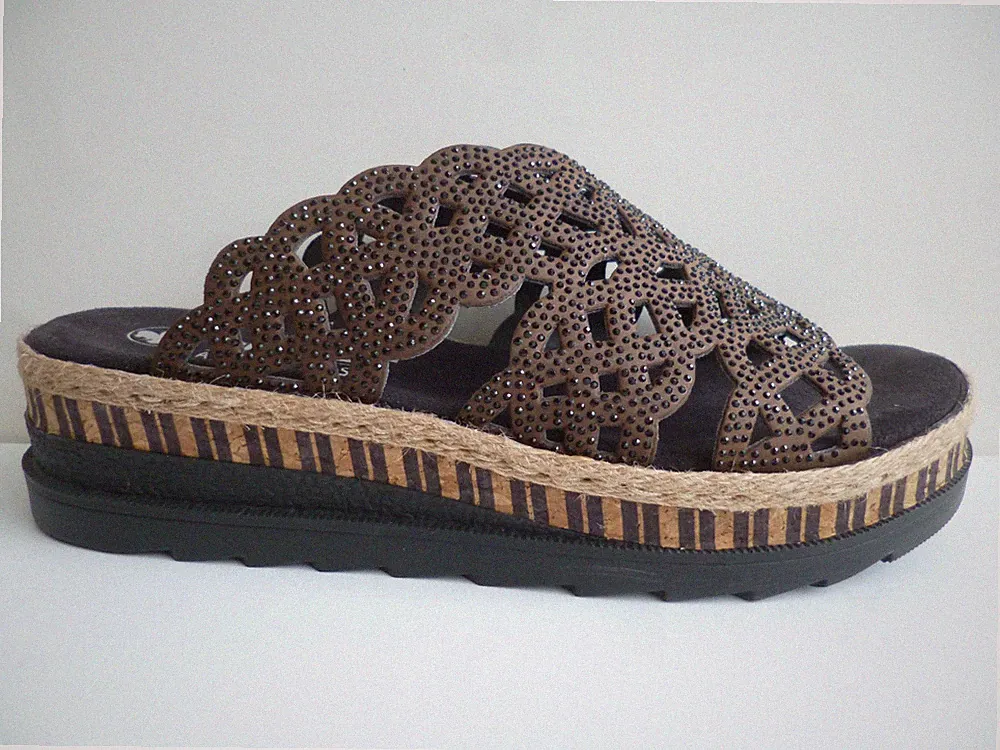 Rieker Damen Pantolette Pantoletten Sandalen Schuhe braun V7992