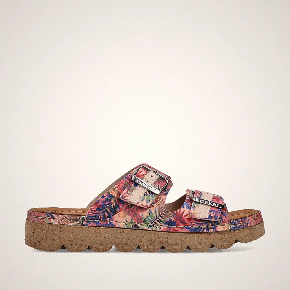 RIEKER DAMEN Pantolette Sandale Sandalette mehrfarbig V8751-90