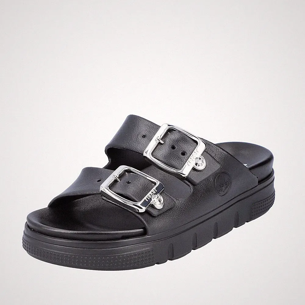 RIEKER Damen Pantolette schwarz P2180-00 EVA Kunststoff dämpfende Sohle
