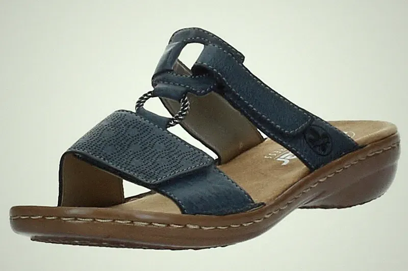 Rieker Damen Pantoletten 60885-12 Azur Blau