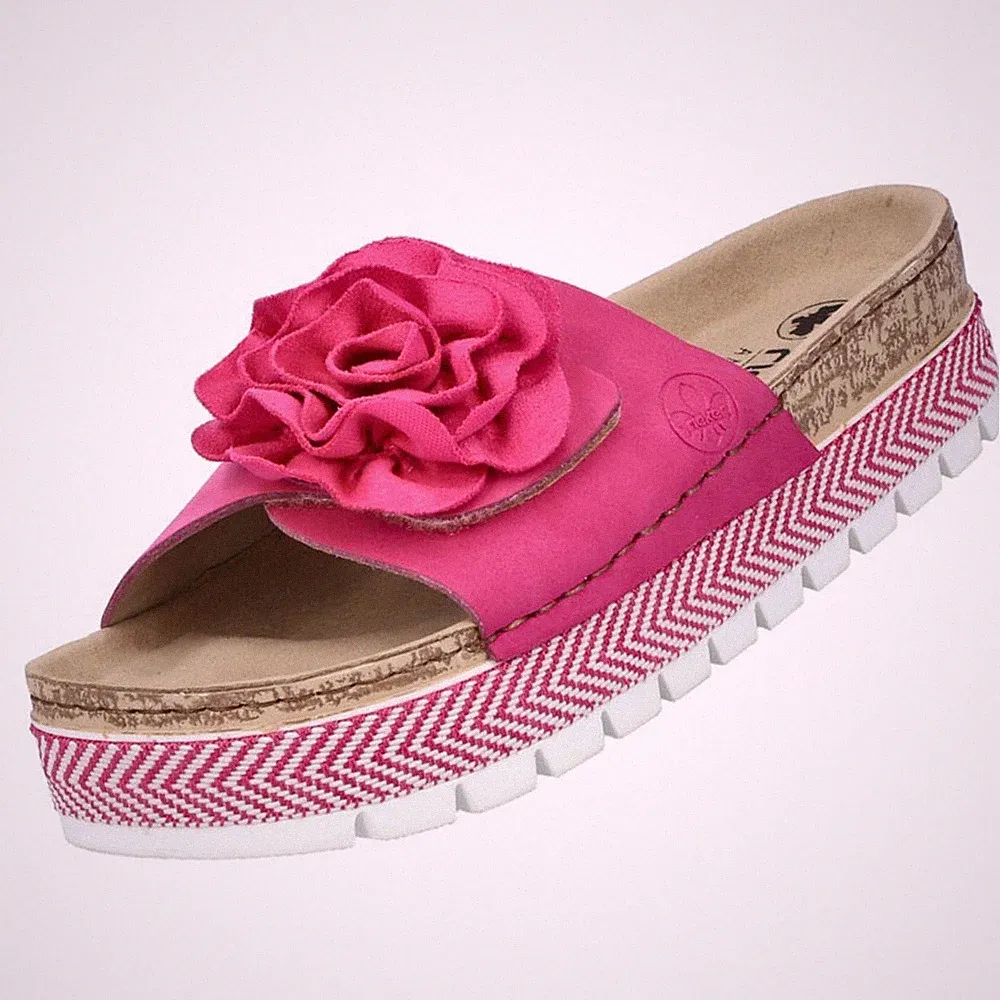 Rieker Damen Pantoletten Clogs Pink 69562-31