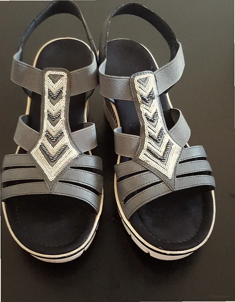 Rieker Damen Riemchen Sandalen grau Gr. 39