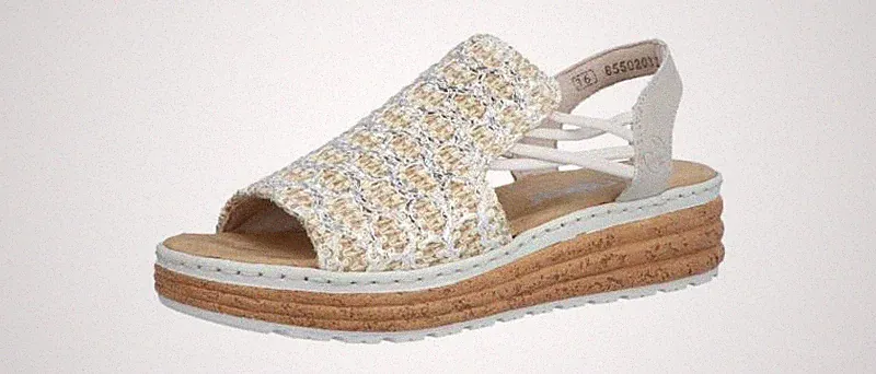 Rieker Damen Sandale 627 beige-silber/cliff (Beige) 62741-60