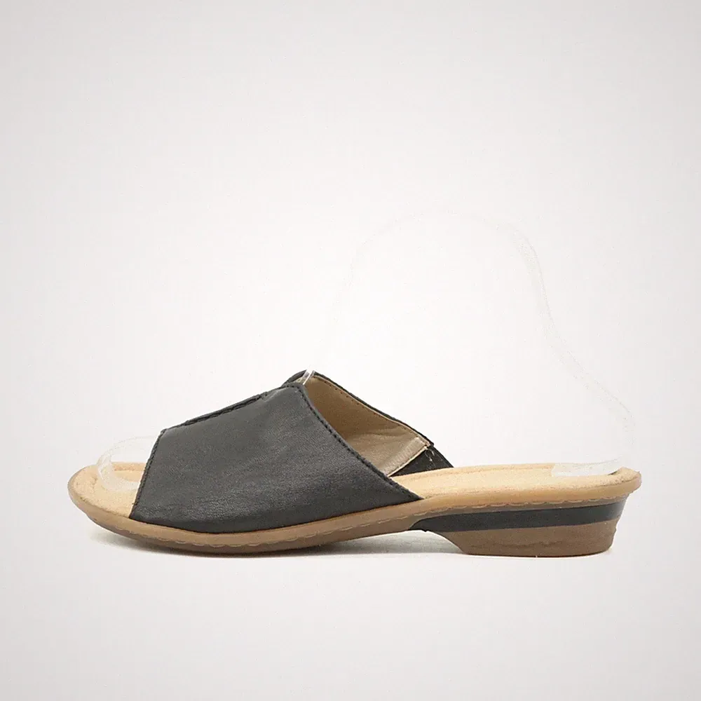 Rieker Damen Sandale EU 38 Schwarz Leder Anti-Stress Sohle Komfort Sandalen