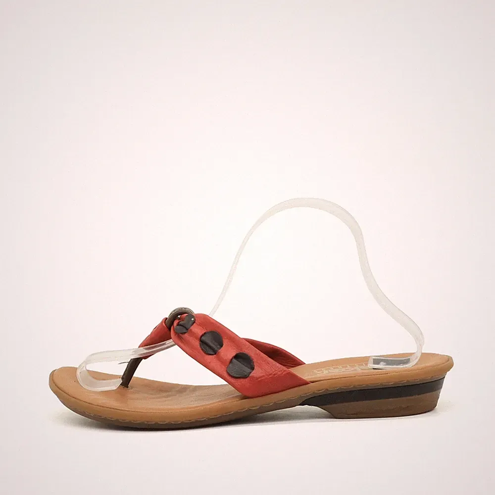 Rieker Damen Sandale EU 42 Antistress Zehentrenner Rot Braun Schwarz Sandalen