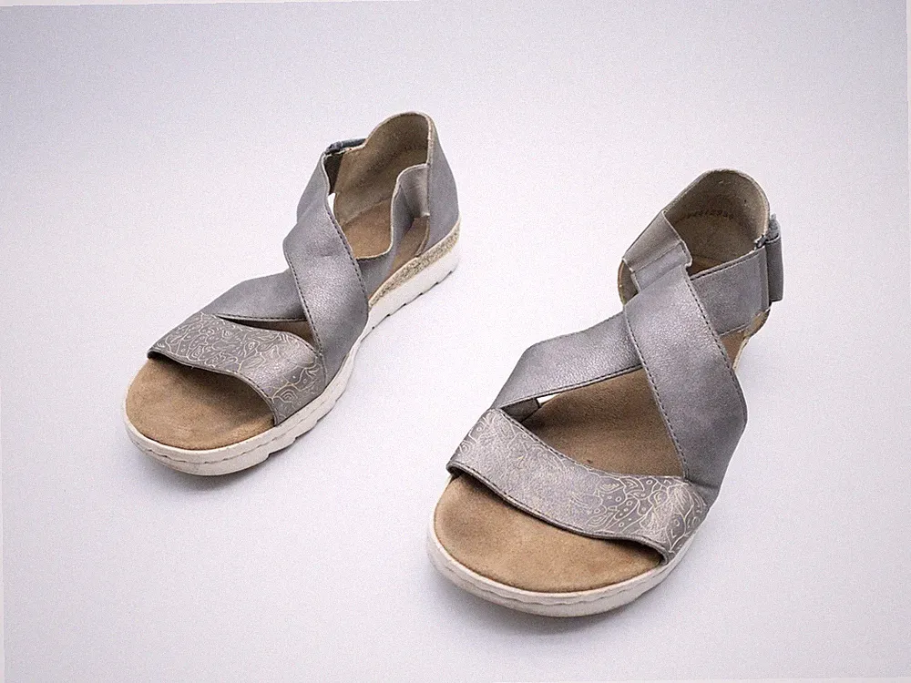 Rieker Damen Sandale Freizeitschuh Sommerschuh silber Gr. 39 EU Art. 28747-95
