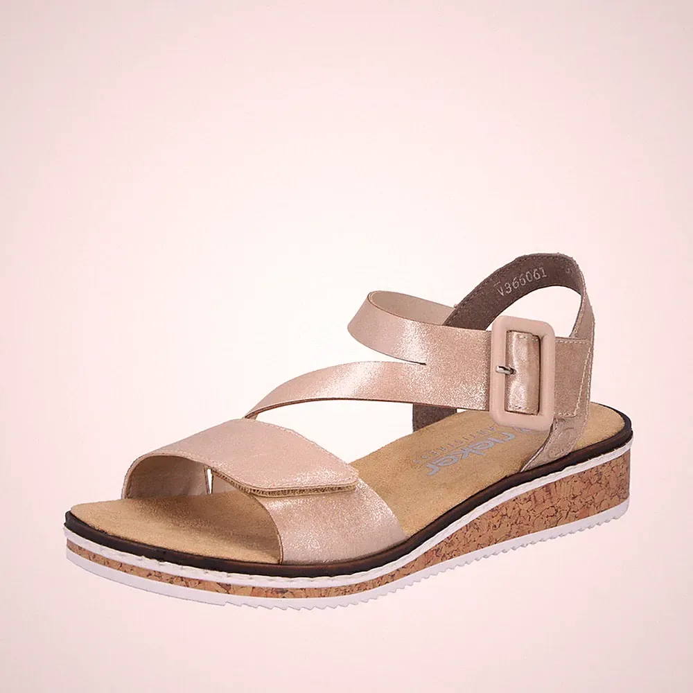 Rieker Damen Sandale Keilsandalette Klettverschluss V3660