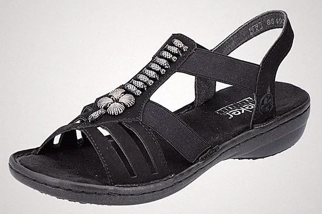 Rieker Damen Sandale Sandalen Sandalette Sandaletten Schuhe schwarz 60806