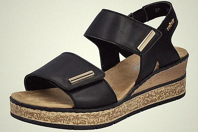 Rieker Damen Sandale Sandalen Sandalette Sandaletten Schuhe schwarz 63781