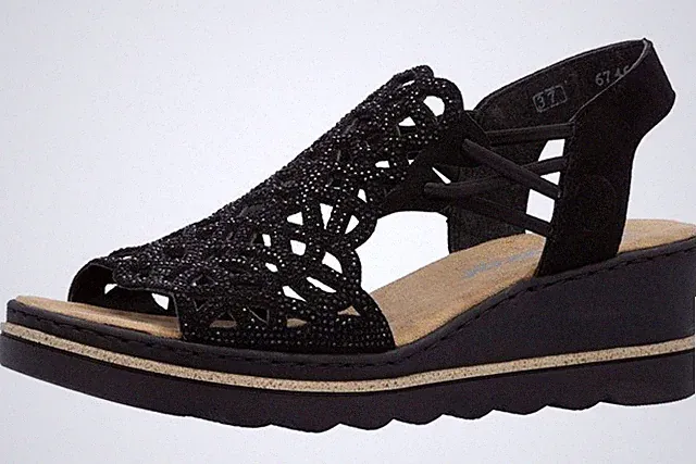 Rieker Damen Sandale Sandalen Sandalette Sandaletten Schuhe schwarz 67465